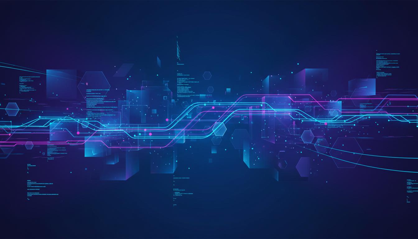 Абстрактный ИИ-фон с цифровой сеткой и технологичным свечением для hero-блока Intarial AI